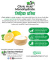 Citric Acid Monohydrate - 100 gm / 250 gm / 500 gm / 1 kg by Sawaa Herbal (Amilo, Catric Acid, Citricacid Powder, Food Grade Natural Citric Acid Powder, Citric Acid for Cleaning, Cooking, Pickles, Limescale Remover Powder, Natural Preservative Crystals). 
