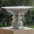 28cm Thai Silver Coated Aluminum Traditional Style Tray With Pedestal For Worship-Tika Thali. 