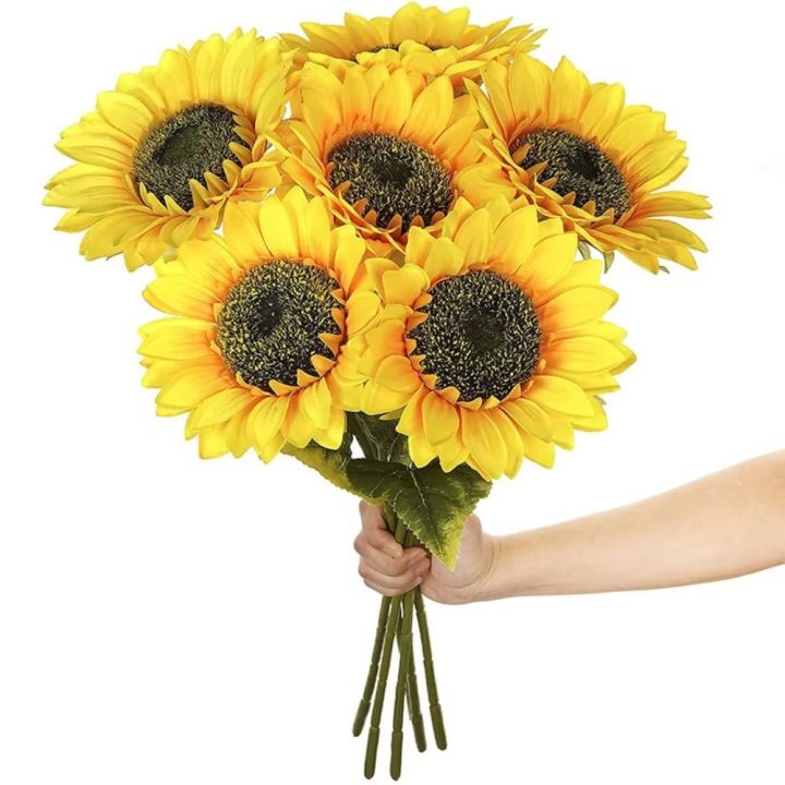 New Sunflower Artificial Sunflowers Fake Silk Flowers Bouquet Realistic ...