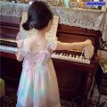 NEW Anedshaop Portable New Summer Cute Girls Princess Dress Gradient Rainbow Butterfly Decoration Mesh Dress For Girls Kids Party Prom Gown Clothes. 