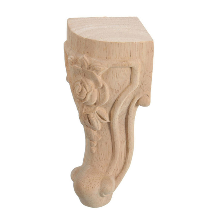Kqueebee%206%20Pcs%20Decorations:%202%20Pcs%2020X5Cm%20Wood%20Carved%20Long%20Onlay%20Applique%20&%204%20Pcs%2010X6Cm%20Solid%20Wood%20Carved%20Furniture%20Foot%20Legs%20-%20Image%202