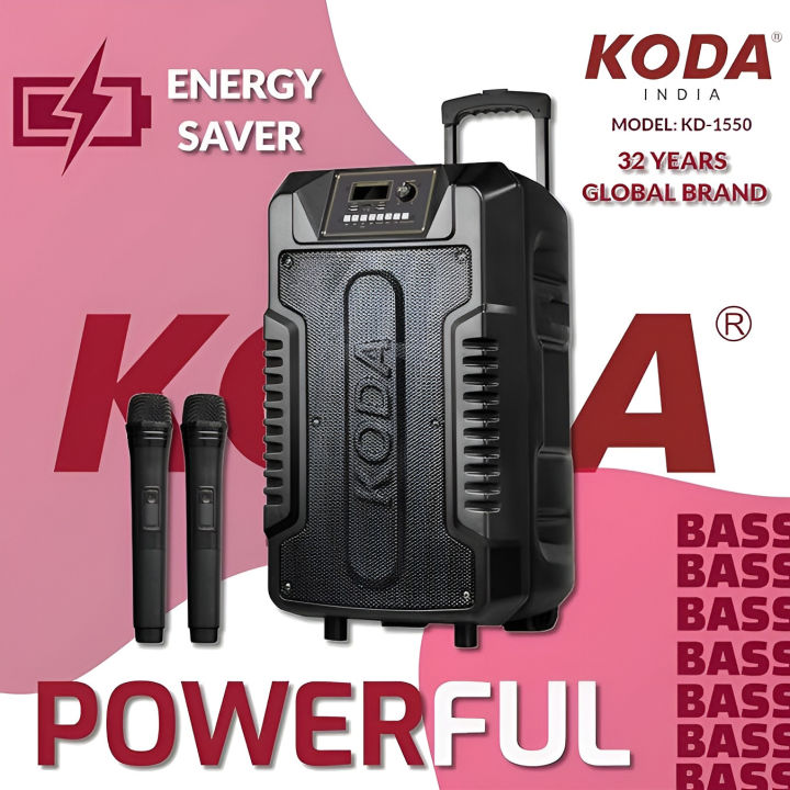 KODA%2015%20Inch%20Karaoke%20Speaker,%20Portable%20pa%20System%20with%202%20Wireless%20mic,%20Trolley%20Speaker%20with%20Bluetooth%20and%20fm.%20Great%20Battery%20Backup%20%7C%20Indoors%20and%20Outdoors%20in%20Picnic%20or%20Party%20KD-1550)%20-%20Image%202