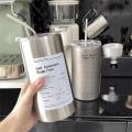 Water Bottle, Coffee Cup, Cup Straw Reusable Thermos Flask, Coffee Cup 304 Stainless Steel Double Layer, Portable American InsIce. 