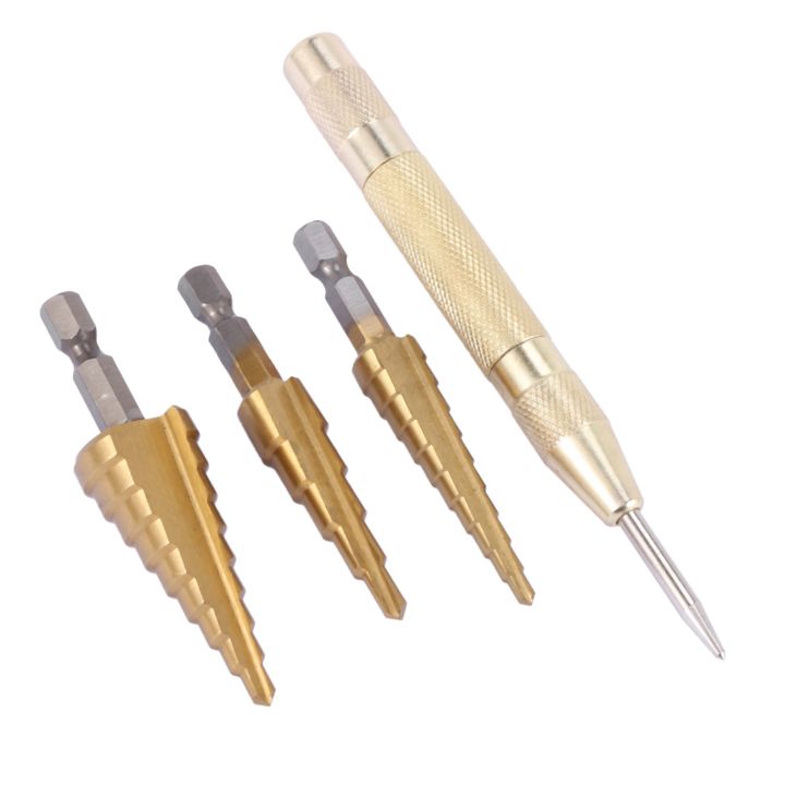 NAMUNY%206%20pcs%20HSS%20Titanium%20Step%20Drill%20Bit%20Set%20&%202%20pcs%20Automatic%20Center%20Punch%20-%20Image%205