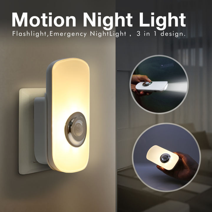 2025 NEW Sensk 3 In 1 EU US PLug in Smart LED Night Light With Motion Sensor Rechargeable Flashlight For Kid Baby Room Emergency