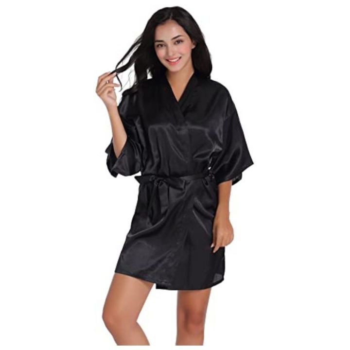 knee length dresses for ladies Women's White Jacquard Short Dressing Gown main image 1
