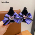 Sutuiying Sanrio Kuromi Plush Headband Cute Lolita Girls Face Wash Makeup New Hairband Funny Women Hair Clip Cosplay Halloween Props Gift. 