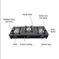Butterfly Trio 3 Burner Glass top Gas Stove, Black, Auto Ignition. 