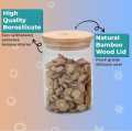 Karbon Borosilicate Glass Jars with Bamboo Lid I Transparent Airtight Borosilicate Kitchen Containers Set | Glass Jars for Cookies Snacks Dry Fruits Nuts Pulses | 600 ml. 