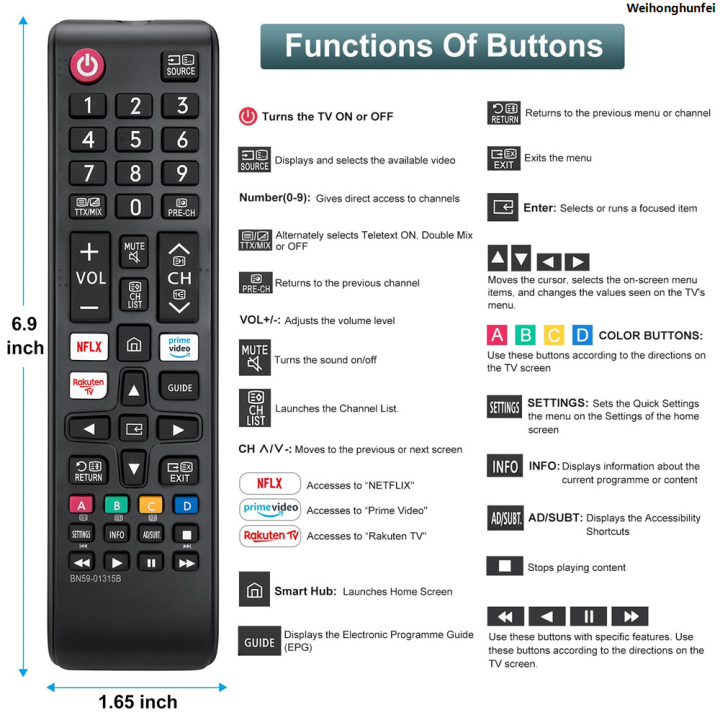 WeihonghunfeiHigh%20Quality%20Replacement%20BN59-01315B%20Universal%20Remote%20Control%20for%20Samsung%20Smart%20TV%204K%208K%20LCD%20LED%20UHD%20HDR%20Crystal%20QLED%20UE%20Series%20Quantum%20TVs%20-%20Image%206