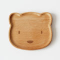 Wooden Tableware Cute Kitten Bear Solid Wood Bowl Cartoon Pattern Food Fruit Plate Tray Children Baby Serving Wooden Board. 