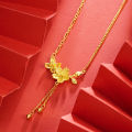 Vietnam sand gold double flower tassel necklace imitation gold clavicle set chain Internet celebrity with the same bridal flower wedding flower jewelry. 