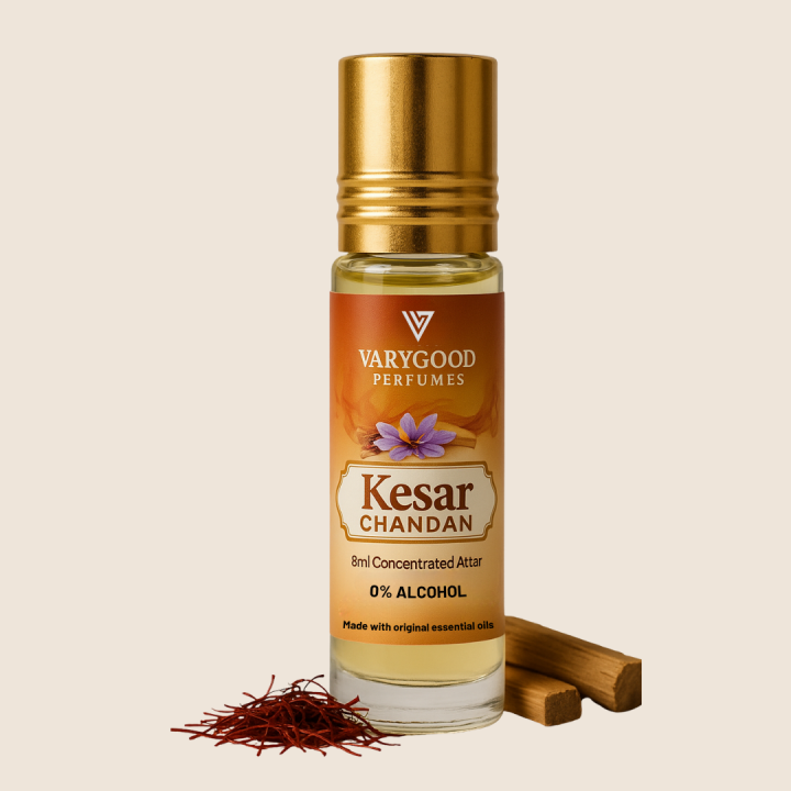 VaryGood Kesar Chandan Attar Roll-On 8ml | Long Lasting Alcohol-Free Perfume for Men & Women