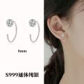 Foot silver earrings S999 sterling silver stud earrings women's ear piercing simple and versatile washing and sleeping free to remove hypoallergenic sterling silver ear hooks. 