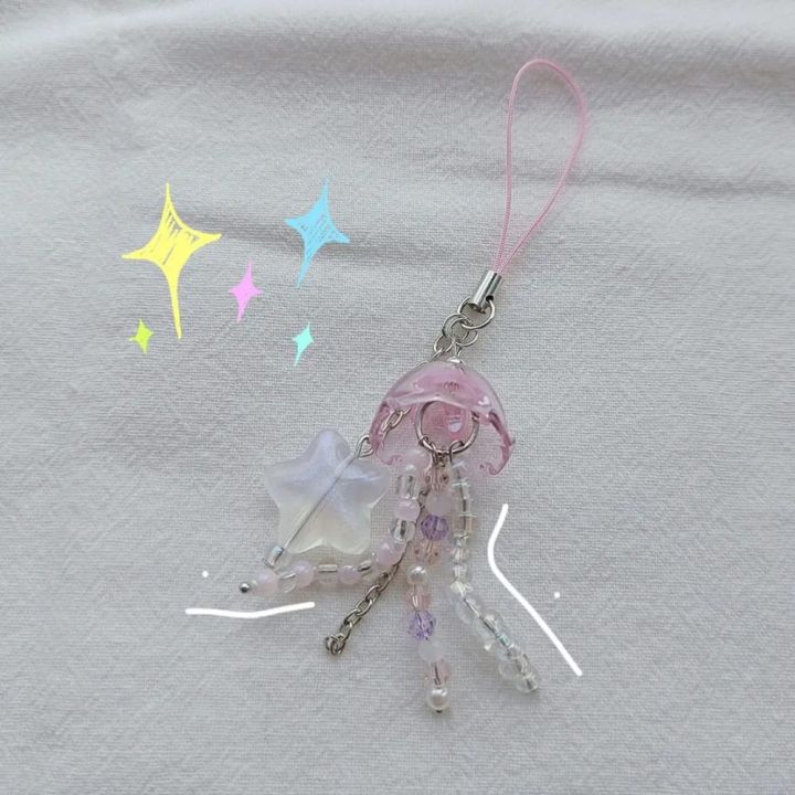 Handmade%20Purple%20Pink%20Beaded%20Phone%20Charm%20with%20Star%20Jellyfish%20with%20Star%20Cottage%20Core%20Y2K%20Beaded%20Cottage%20Core%20Key%20Chain%20Phone%20Charm%20Key%20Chain%20-%20Image%205