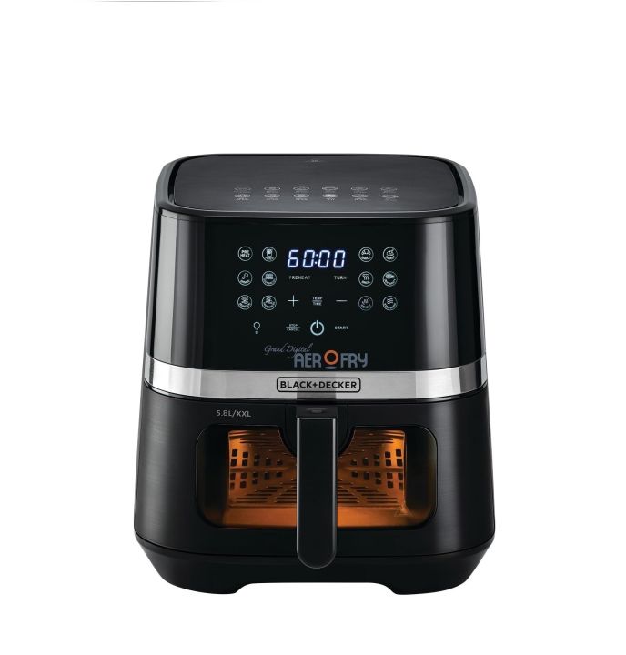 BLACK+DECKER (XL) 2 KG/8.5 L Air Fryer, 5.8L Basket, 1800W, Touch Screen, 12-in-1 With Rapid Hot Air Circulation For Frying_AF5800-B5