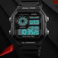 SKMEI 1299 Military Sporty Led Digital Watch for Men - Black | SKMEI Dual Time Black Digital LED Display Watch For Men. 