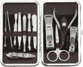 11 In 1 Professional Manicure Pedicure Kit Luxury Nail Grooming Set With Designer Leather Case (Stainless Steel, Silver). 