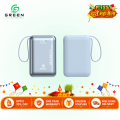 Green Turbo Mini Power Bank | 20000mAh Capacity | 22.5W Fast Charging | Ultra Slim & Compact | Built-in Cable | PD Input/Output | LED Digital Display | Li-Polymer Battery | Pocket-Friendly | Lanyard | 6 Months Warranty| | Travel Ready | UV Coated. 
