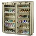 Double Row 2 X 6 Layer Shoe Rack Storage Shelf Organizer With Non-Woven Fabric Cover (Color Vary). 