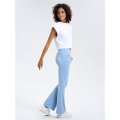 Women Crossover High Waisted Stretchy Bootcut Jeans Slim Fit Denim Yoga Leggings with Pockets Light Blue XXL. 
