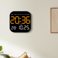 Digital Wall Clocks LED Electronic Table Clock 12/24H Wall-Mounted LED Alarm Clock Remote A. 