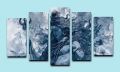 Lord Shiva Meditating Art | Blue Canvas Print- 5 Piece. 