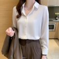 Summer Long Sleeves Collar Plain Shirt Formal For Women. 