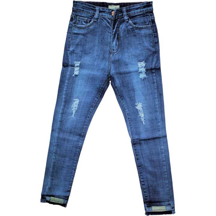 Low Distress High Rise Jeans For Women