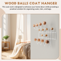 Iron Coat Rack with Solid Wood Ball Wall Hook. 