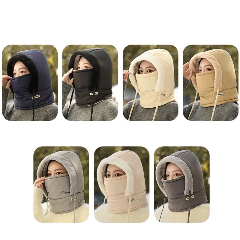 Winter Thermal Fleece Warmer Cold Weather Thermal Scarf Winter Windproof Hood Hat Face Mask For Outdoor Activities