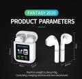FANTASY 2020 1.3 inch LCD Display True Wireless Mini Bluetooth 5.0 Earphone Stereo In-ear Earbuds with Mic Support Wireless Charging - White. 