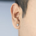1 Piece Shining Pure Silver Stud Earrings for Men, Boys, Women, and Girls with Clear Round Stone, Timeless and Elegant Design. 