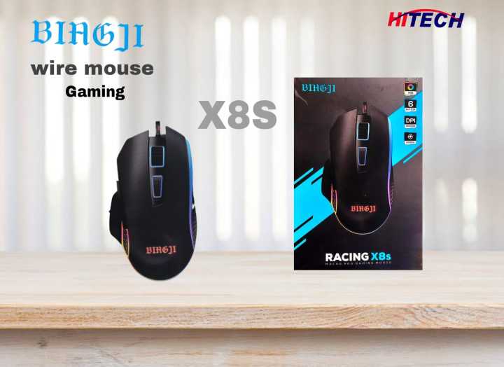 Biajgi Wired Pro Gaming Mouse 6 Buttons - Racing X8s (3200 DPI)
