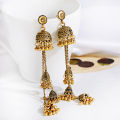 Retro bohemian style elegant port wind chimes long fringe personality versatile temperament show face thin earring girl. 