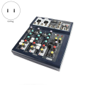 F4 Bluetooth Pure Platform 4-Way Mixer USB Home Reverb Mixer Recording Stage with Bluetooth Mixer Microphone Speaker US Plug. 