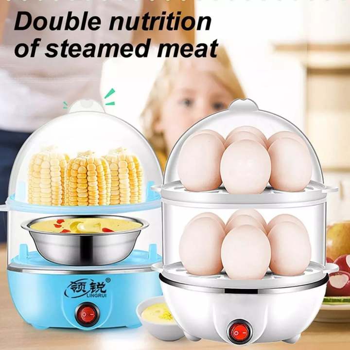 Double Layer Egg Boiler Electric Cooker - Color Assorted