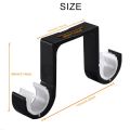 2Pcs Double Curtain Rod Brackets Ceiling Mount Supports Aluminum Alloy Black. 