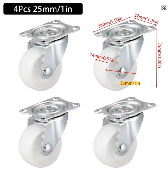 1%20Pcs%20Heavy%20Duty%20Caster%20Wheel%20360%20Degree%20Furniture%20Carts%20Furniture%20Roller%201%20inch%20White%20Nylon%20Rubber%20-%20Image%205