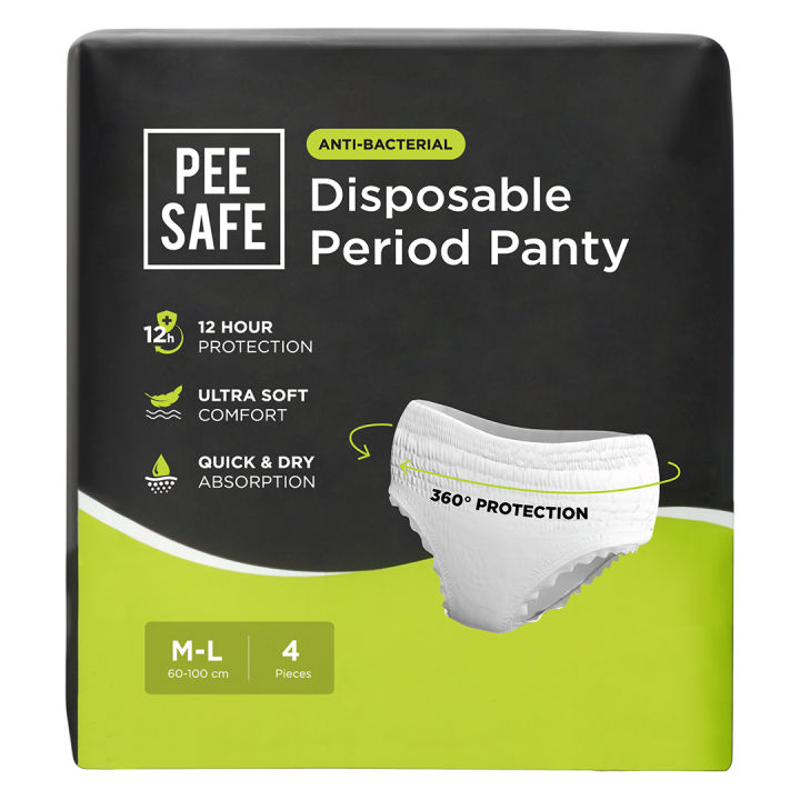 Pee Safe Disposable Period Panty - Medium to Large (M-L) (23"- 39") -  Pack of 4