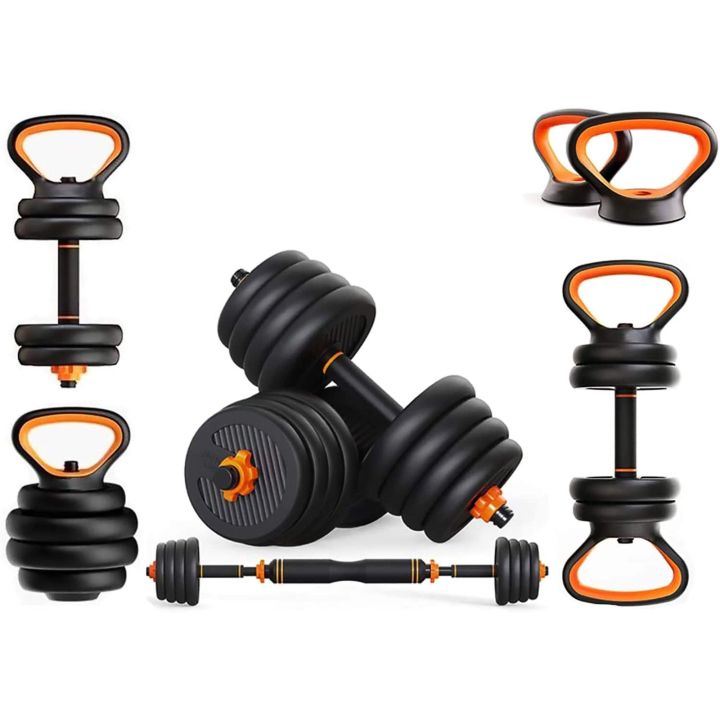 Adjustable Dumbbell Set, 6 in 1, Adjustable Dumbbells / Barbell / Kettlebell / Push up Weight Training Body Kit-(10KG)