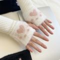 Cute Cat Paw Half Finger Gloves Soft Thicken Fingerless Gloves Warm Plush Knitted Gloves Winter. 
