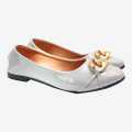 Light Grey Color Chain Design Close Shoes For Women. 