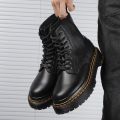 Tirpal Sole Martin Black lace up Solid Boot for Men (G80). 