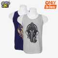 Shangrila Pack Of Two 'Ganesh' Printed Tank Top For Men - Navy/Grey - Fashion | Tank Tops For Men | Men's Wear | Printed Tank Tops |. 