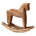 (GGBR) Vintage Carved Wood Rocking Horse Animals Decorated with Wood Carved Craft Horse Figurines for Home Decoration. 