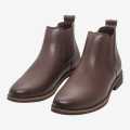 Coffee Color Slip On Chelsea Boots Men Fashion Flat Ankle Boots Casual Low Heel Officer Boot. 