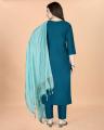 Women’s Cotton Blend Heavy Embroidered Kurta Set with Pant & Chanderi Dupatta By Sapnaaz Fashion. 