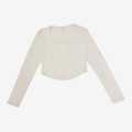 Off-White Plain Full Sleeves Crop T-Shirt For Women. 