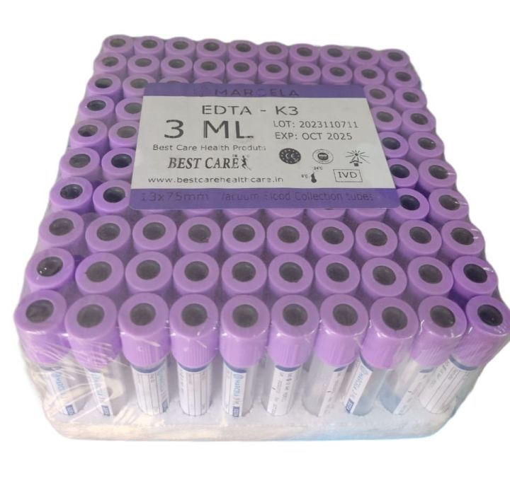 3ml K3 EDTA Vial Purple Top Blood Collection Tube 13*75mm 100 Tubes ...